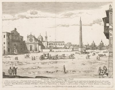 Piazza del Popolo aus Prospectus Locurum Urbis Romae Insignium, 1666 von Lievin Cruyl