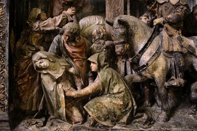 Altarbild, Mittelteil, Detail, das Ohnmachtsgefühl der Jungfrau von Ligier Richier