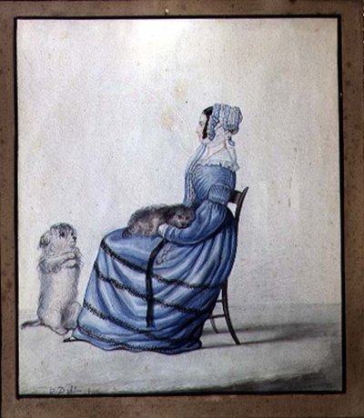 Porträt von Marianne Cartwright mit ihren Hunden von Lili Cartwright