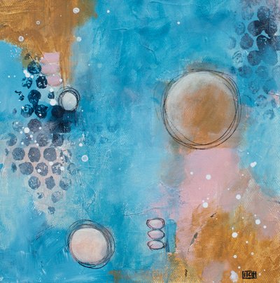Abstrakte Blau-Gold-Kreise von Lillian Christiansson