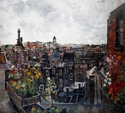 Himmel und Blumen der Stadt London (Dächer von High Holborn) 1930er von Lily Delissa Joseph