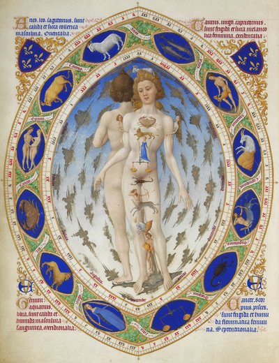 Très Riches Heures des Herzogs von Berry: Anatomischer Mann von Limbourg Brothers