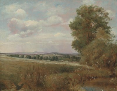Landschaft bei Hampstead mit Harrow in der Ferne, um 1849-55 von Lionel Constable