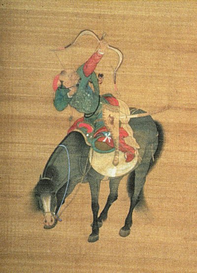 Kublai Khan (1214-94) auf der Jagd (Detail), Yuan-Dynastie von Liu Kuan tao