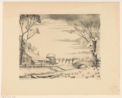 Bauernhof in einer Winterlandschaft von Lodewijk Schelfhout (signed by artist)