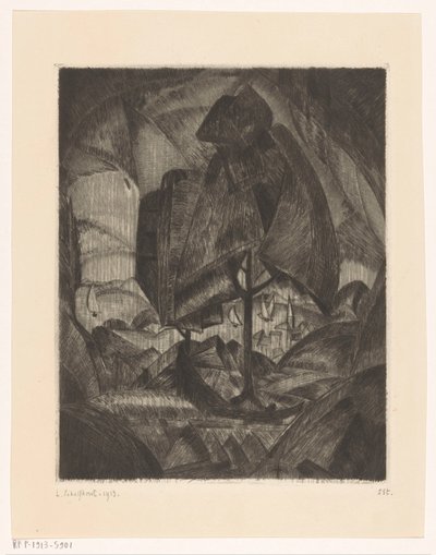 Baum in einer Hügellandschaft mit See von Lodewijk Schelfhout (signed by artist)