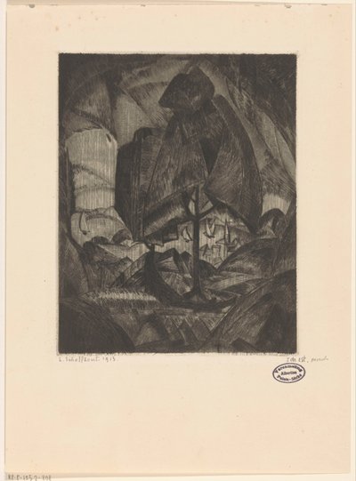 Baum in einer Hügellandschaft mit See von Lodewijk Schelfhout (signed by artist)