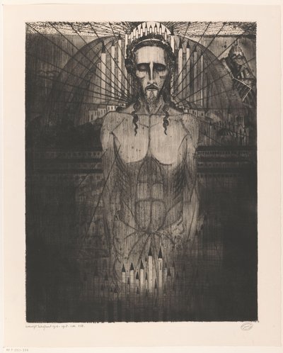 Christus inmitten von Kathedralen von Lodewijk Schelfhout (signed by artist)