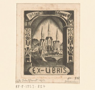 Ex libris von T. Mengelberg von Lodewijk Schelfhout (signed by artist)