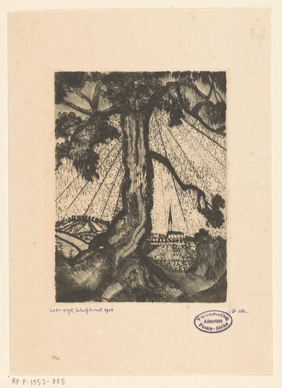 Hügellandschaft mit Siedlung von Lodewijk Schelfhout (signed by artist)