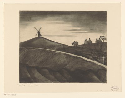 Hügellandschaft mit pflügendem Ochsen bei Etikhove (La Charrue) von Lodewijk Schelfhout (signed by artist)