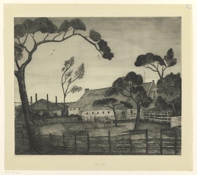 Holländische Landschaft mit Bauernhof und Weide von Lodewijk Schelfhout (signed by artist)