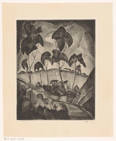See in einer Hügellandschaft von Lodewijk Schelfhout (signed by artist)