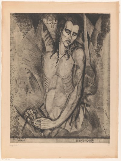Nackter Mann mit geschlossenen Augen von Lodewijk Schelfhout (signed by artist)