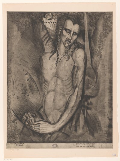 Nackter Mann mit geschlossenen Augen von Lodewijk Schelfhout (signed by artist)