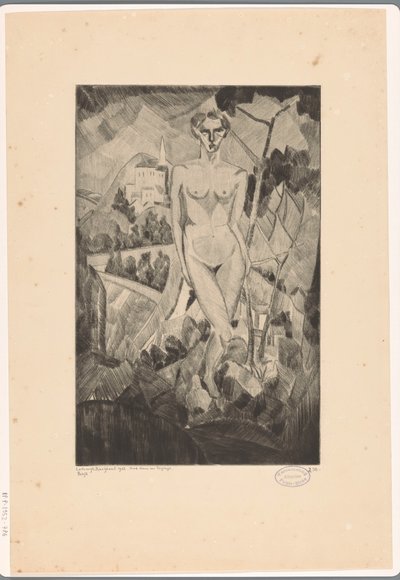 Nackte Frau in Hügellandschaft von Lodewijk Schelfhout (signed by artist)