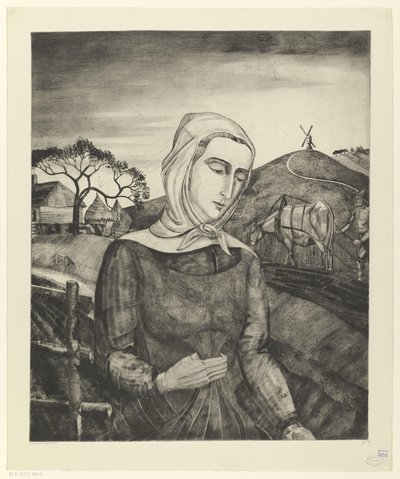 Flämisches Bauernmädchen in einer Hügellandschaft von Lodewijk Schelfhout (signed by artist)