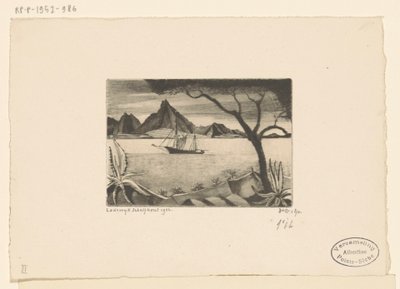 Segelschiff in einer Bucht von Lodewijk Schelfhout (signed by artist)