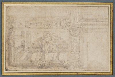 Ignudo, nach einem Deckenfresko in der Sala di Ulisse, Palazzo Poggi, Bologna von Lodovico Carracci