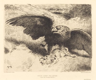 Ein Adler stürzt sich auf einen Hasen von Léon Bonnat