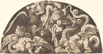 Jupiter bringt Psyche das Wasser des Styx von Léon Davent after Giulio Romano