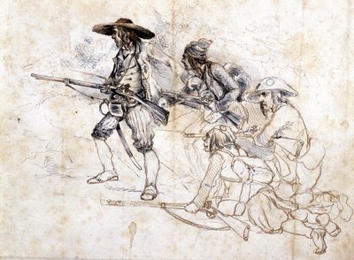 Soldaten Chouans - Zeichnung von Léonce Pepetit, B.M. de Dinan von Léonce Justin Alexandre Petit
