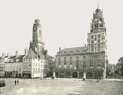 Der Wachturm und das Rathaus, Calais, Frankreich, 1895 von London Stereoscopic and Photographic Co