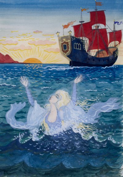 Die kleine Meerjungfrau, Illustration von Lorenz Frolich für das Märchen von Hans Christian Andersen von Lorens Frolich