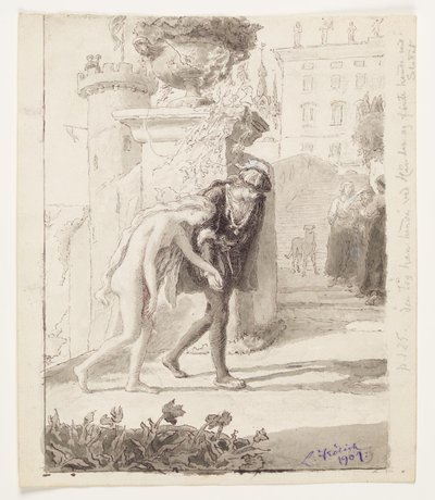 "Da nahm er sie bei der Hand und führte sie ins Schloss" von Lorenz Frølich