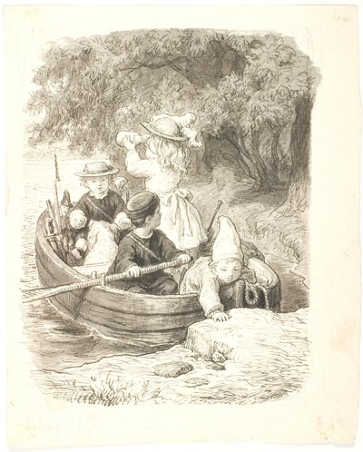 Die vier Kinder in einem Boot von Lorenz Frølich