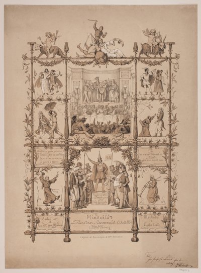 Gedenkblatt zum Künstlerkarneval am 3. März 1854 von Lorenz Frølich