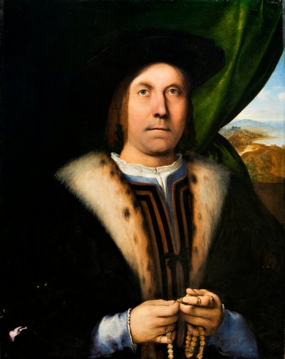 Porträt eines Mannes mit einem Rosenkranz, ca. 1520 von Lorenzo Lotto