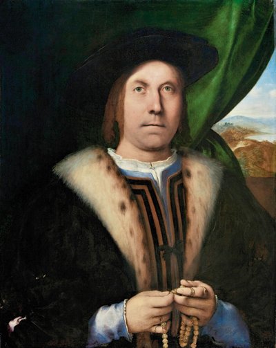 Porträt eines Mannes mit einem Rosenkranz, ca. 1515-1520 von Lorenzo Lotto