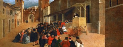 Der heilige Dominikus predigt in Recanati von Lorenzo Lotto