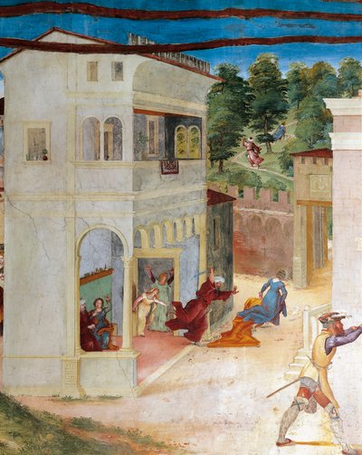 Die heilige Barbara wird von ihrem Vater angegriffen (Detail) von Lorenzo Lotto
