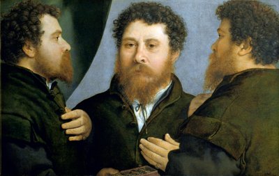Dreifachporträt eines Goldschmieds von Lorenzo Lotto