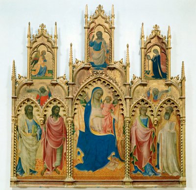 Madonna und Jesuskind, Heilige; oben: Verkündigung von Lorenzo Monaco