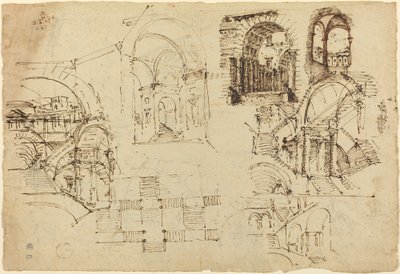 Entwürfe für palastartige Treppen [recto] von Lorenzo Sacchetti
