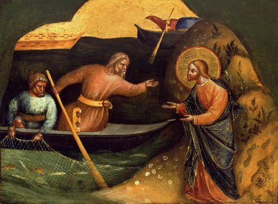 Berufung der Apostel Petrus und Andreas Predella-Panel, ca. 1370 von Lorenzo Veneziano