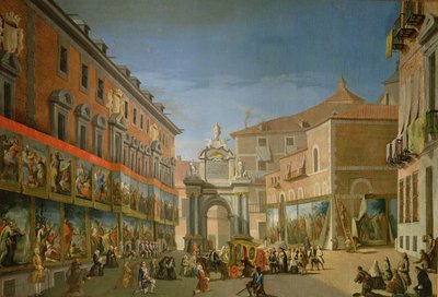 Der Triumphbogen der Heiligen Maria in der Hauptstraße von Madrid von Lorenzo de Quiros
