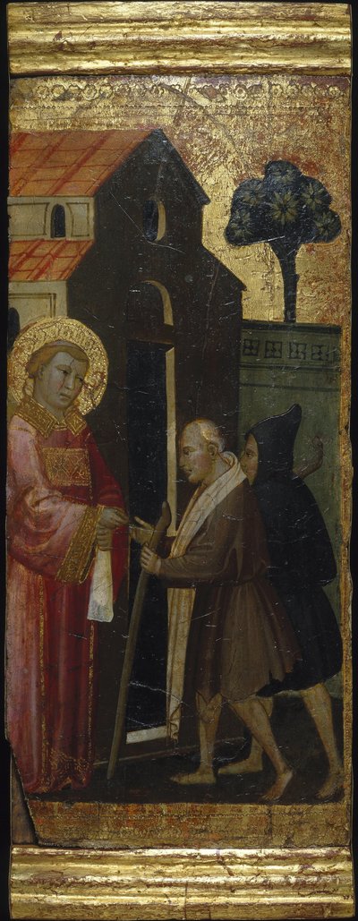 Der heilige Laurentius verteilt Almosen an die Armen. Szenen aus dem Leben des heiligen Laurentius, Predella, um 1412 von Lorenzo di Niccolò