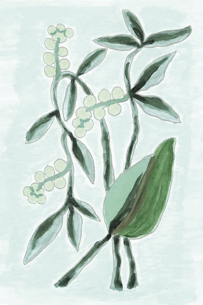 Grüne Botanische Aquarelle von Lori Ann Folz