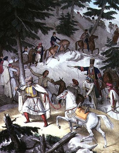 Reise nach Athen und Konstantinopel: Le Pinde, Überquerung von Janina nach Tricala von Louis (after) Dupre