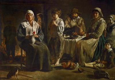 Bauernfamilie in einem Innenraum ... von Louis (attr. to) Le Nain