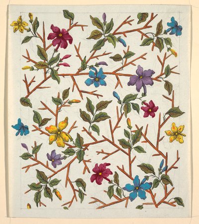 Blumendesign für bedruckten Stoff von Louis Albert DuBois