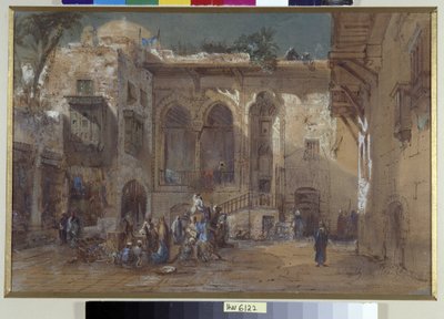 Ein lebhafter Platz in Kairo, Ägypten von Louis Amable Crapelet