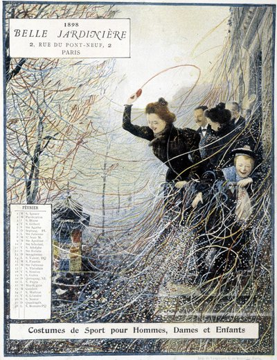 Februar: Der Karneval von „Mardi Gras“ - Geschäftskalender „La Belle Jardinière“ von Louis Anet Sabatier