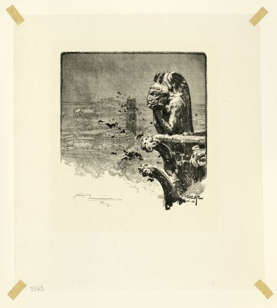 Der Vampir von Notre-Dame, Tafel neun aus Le Long de la Seine et des Boulevards von Louis Auguste Lepère