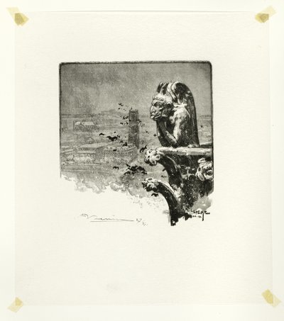 Der Vampir von Notre-Dame, Tafel neun aus Le Long de la Seine et des Boulevards von Louis Auguste Lepère