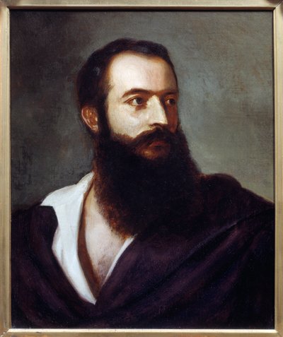 Porträt von Felice Orsini, Täter des Anschlags vom 14. Januar 1858 auf Napoleon III. Gemälde von Louis Bucheister von Louis Buchheister